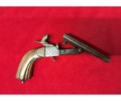 Belgian or Spanish Double-Barrel, Drop-Trigger, Pinfire Pistol