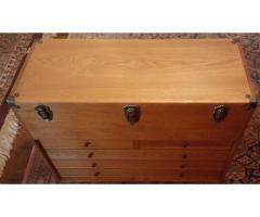 SWC Solid Oak Tool Hobbyist Chest with Tool Tray and Lock Bar and Keys