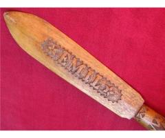 FINE 1898 DATED CARVED WOOD BOWIE STYLE WHIMSEY