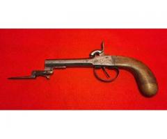 Rare percussion pistol with spring out bayonet