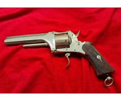 Engraved, Nickel-Plated Folding Trigger Revolver French or Belgian