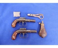 1840s Allen & Thurber Bar Hammer Pistols Set of 2 w/ Accessories