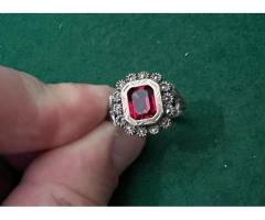 ANTIQUE FRENCH 14K GOLD AND STERLING SILVER 2CT GARNET RING, SIZE 8