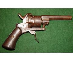 Antique 1860's 7mm Belgian Folding Trigger Pinfire Revolver