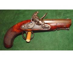 Beautiful Antique MARSH of London .50 cal. Flintlock Coat Pistol