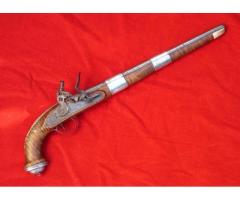 FINEST ANTIQUE PERSIAN FLINTLOCK PISTOL DAMASCUS BARREL Middle Eastern