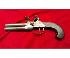 British Over & Under Tap-Action Flintlock Pistol - Late 1700s (Antique)