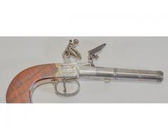 Tidwell Binger, .36 Cal Black Powder Flint Lock Screw Barrel Pistol Antique