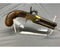 Antique Double-Barrel Percussion Pistol - MFD 1800s