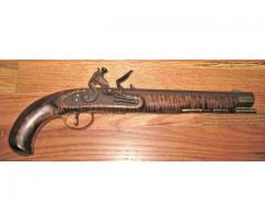 John Bergmann Flintlock Pistol L&R Lock, Curly Maple, Muzzleloader 45 cal