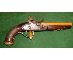 Early 1800's Brass Barrel Belgian Flintlock Pistol Approx. 75 cal.