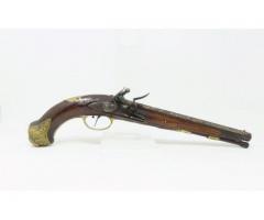 BAVARIAN JACOB KUCHENREUTER Flintlock Pistol Gold Engraving  Carved Stock